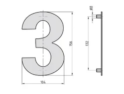 BASI HN 150, Dekorativ siffra, Rostfritt stål, Rostfritt stål, 104 mm, 156 mm, 192 g