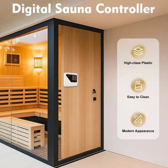 Bastuaggregat styrenhet - Extern kontrollpanel - Väggmonterad - 220–240 V - För 3–9 kW - 40–105 °C - Ljusstyrning 60 W - Digital