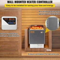 Bastuaggregat, 41x28x57 cm, Rostfritt stål, Elektrisk