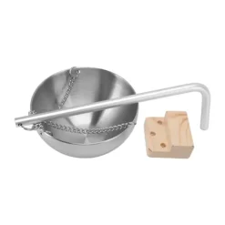 Bastukopp i rostfritt stål, hängande aromaterapioljakopp med träkloss för basturum, storlek 12 cm