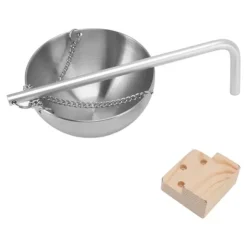 Bastukopp i rostfritt stål, hängande aromaterapioljakopp med träkloss för basturum, storlek 12 cm