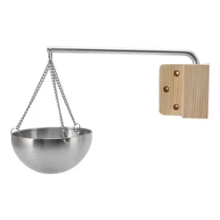 Bastukopp i rostfritt stål, hängande aromaterapioljakopp med träkloss för basturum, storlek 12 cm
