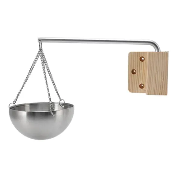Bastukopp i rostfritt stål, hängande aromaterapioljakopp med träkloss för basturum, storlek 12 cm