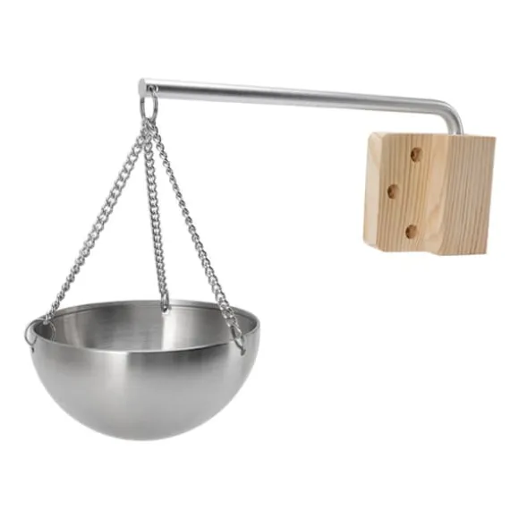 Bastukopp i rostfritt stål, hängande aromaterapioljakopp med träkloss för basturum, storlek 12 cm