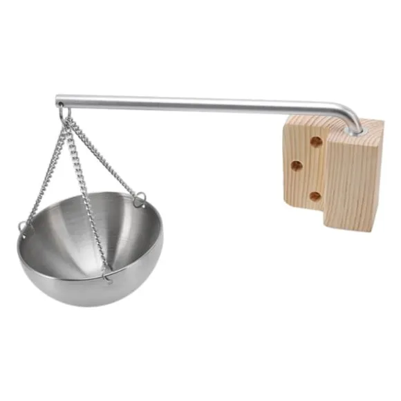 Bastukopp i rostfritt stål, hängande aromaterapioljakopp med träkloss för basturum, storlek 12 cm