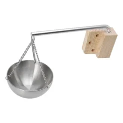 Bastukopp i rostfritt stål, hängande aromaterapioljakopp med träkloss för basturum, storlek 12 cm