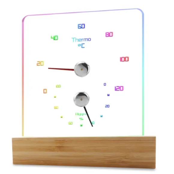 Bastutermometer Hygrometer med RGB-ljus