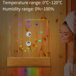 Bastutermometer Hygrometer med RGB-ljus