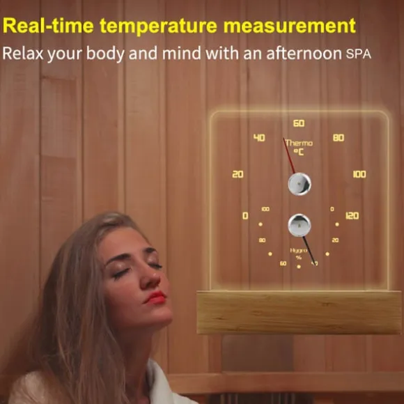 Bastutermometer Hygrometer med RGB-ljus