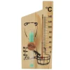 Bastutermometer Timglas 15 Minuter Sand Timer Golden Wood 0 till 140 Celsius Grad Temperaturmätare Väggfäste Bastutillbehör