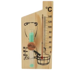 Bastutermometer Timglas 15 Minuter Sand Timer Golden Wood 0 till 140 Celsius Grad Temperaturmätare Väggfäste Bastutillbehör