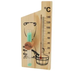 Bastutermometer Timglas 15 Minuter Sand Timer Golden Wood 0 till 140 Celsius Grad Temperaturmätare Väggfäste Bastutillbehör