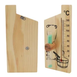 Bastutermometer Timglas 15 Minuter Sand Timer Golden Wood 0 till 140 Celsius Grad Temperaturmätare Väggfäste Bastutillbehör