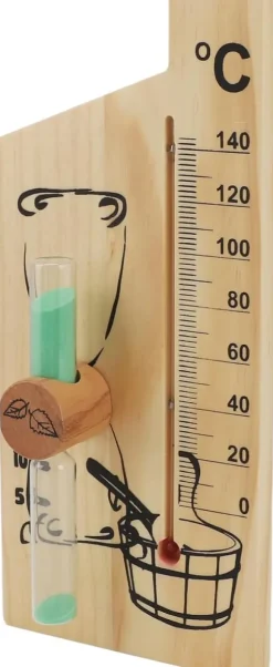 Bastutermometer Timglas, Guld Elegant Design Bastutermometer Timglas 0-140 Grader Celsius Trä Lämplig för Hotell