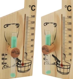 Bastutermometer Timglas, Guld Elegant Design Bastutermometer Timglas 0-140 Grader Celsius Trä Lämplig för Hotell