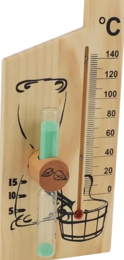 Bastutermometer Timglas, Guld Elegant Design Bastutermometer Timglas 0-140 Grader Celsius Trä Lämplig för Hotell