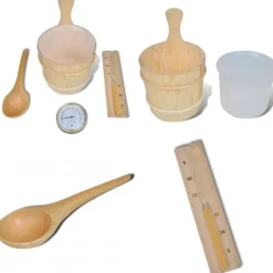 Bastutillbehör 5 delar hink sked timglas termo/hygrometer - Bastu - Basta - Home & Living