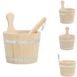 Bastutillbehör - Living Bastuhink och slev set massiv furu