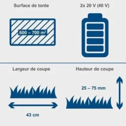 BC-MP430-X sladdlös gräsklippare - 43 cm klippning + mulching + uppsamling + justerbar höjd - SCHEPPACH 20V IXES - utan batteri eller laddare