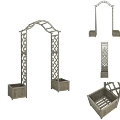 Bersåer, spaljéer & pergolor - Living Pergola med odlingslåda grå massivt granträ