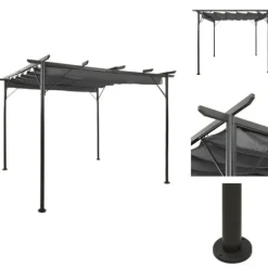 Bersåer, spaljéer & pergolor - Living Pergola med infällbart tak antracit 3x3 m stål 180 g/m²
