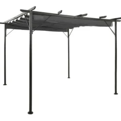 Bersåer, spaljéer & pergolor - Living Pergola med infällbart tak antracit 3x3 m stål 180 g/m²