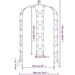 Bersåer, spaljéer & pergolor - Living Rosenbåge svart Ø180x255 cm stål