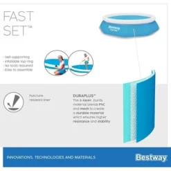 BESTWAY Bestway självbärande rund pool Fast Set 305 x 66 cm med filtrering