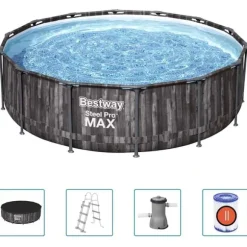 Bestway Pool Steel Pro MAX rund med tillbehör 427x107 cm
