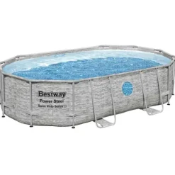 Bestway Power Steel Poolset 488x305x107 cm - Korrosionsbeständig | Färg: Grå | Storlek: 488x305x107 cm