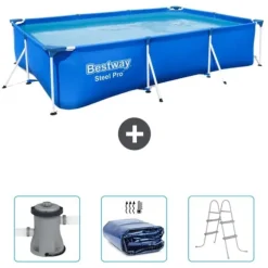 Bestway Rectangular Steel Pro Swimming Pool - 300 x 201 x 66 cm - Blå - Ingår Tillbehör CB47