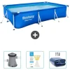 Bestway Rectangular Steel Pro Swimming Pool - 300 x 201 x 66 cm - Blå - Ingår Tillbehör CB38