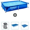 Bestway Rectangular Steel Pro Swimming Pool - 221 x 150 x 43 cm - Blå - Ingår Tillbehör CB40