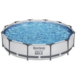 Bestway Round Steel Pro MAX swimmingpool - 366 x 76 cm - Grå - Inklusive Tillbehör - CB60