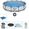 Bestway Round Steel Pro MAX swimmingpool - 366 x 76 cm - Grå - Inklusive Tillbehör - CB11