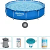 Bestway Round Steel Pro Swimming Pool - 366 x 76 cm - Blå - Inklusive Tillbehör - CB53