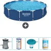Bestway Round Steel Pro Swimming Pool - 396 x 84 cm - Blå - Inklusive Tillbehör - CB53