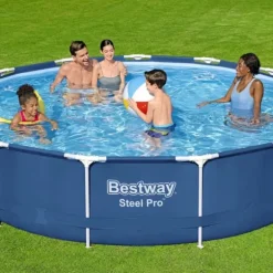 Bestway Round Steel Pro Swimming Pool - 396 x 84 cm - Blå - Inklusive Tillbehör - CB53
