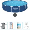 Bestway Round Steel Pro Swimming Pool - 396 x 84 cm - Blå - Inklusive Tillbehör - CB60