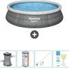 Bestway Round Uppblåsbar Fast Set Pool - Rottingtryck - 457 x 84 cm - Inklusive Tillbehör - CB58