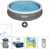 Bestway Round Uppblåsbar Fast Set Pool - Rottingtryck - 366 x 76 cm - Inklusive Tillbehör - CB20