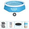 Bestway Round Uppblåsbar Fast Set Pool - 244 x 61 cm - Blå - Inklusive Tillbehör - CB51