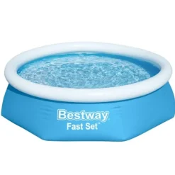 Bestway Round Uppblåsbar Fast Set Pool - 244 x 61 cm - Blå - Inklusive Tillbehör - CB51