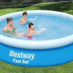 Bestway Round Uppblåsbar Fast Set Pool - 366 x 76 cm - Blå - Inklusive Tillbehör - CB17