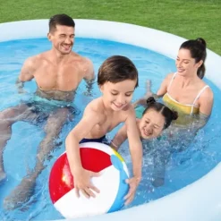 Bestway Round Uppblåsbar Fast Set Pool - 305 x 66 cm - Blå - Ingår Tillbehör CB5