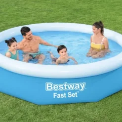 Bestway Round Uppblåsbar Fast Set Pool - 305 x 66 cm - Blå - Inklusive Tillbehör - CB13