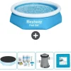Bestway Round Uppblåsbar Fast Set Pool - 244 x 61 cm - Blå - Ingår Tillbehör CB2