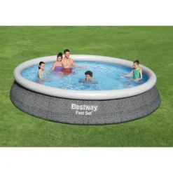 BESTWAY självbärande poolkit ovanjord - Fast Set - 457 x 84 cm - Rund (Levereras med pump och filtreringspatron)