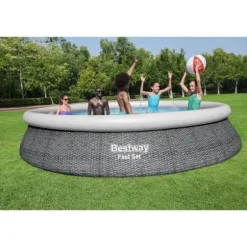 BESTWAY självbärande poolkit ovanjord - Fast Set - 457 x 84 cm - Rund (Levereras med pump och filtreringspatron)