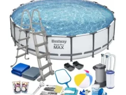 Bestway Steel Pro 56462, 23062 L, Inramad pool, Stege, Blå, 85,6 kg